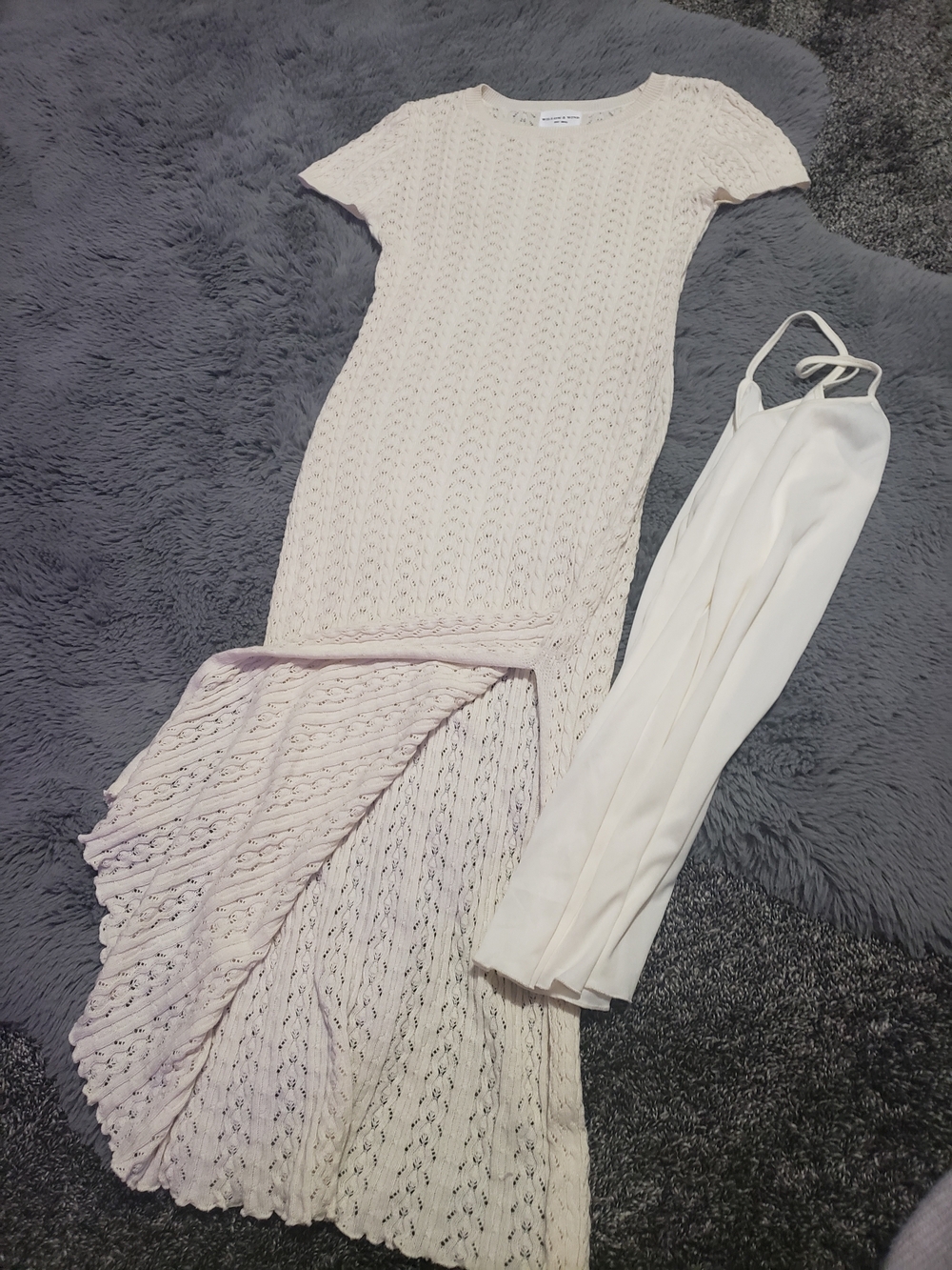 Women’s Cream Lace Knit Maxi Dress